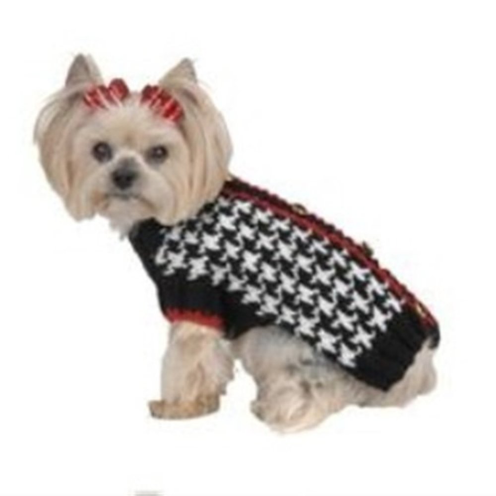 Black & White Houndstooth Dog Sweater